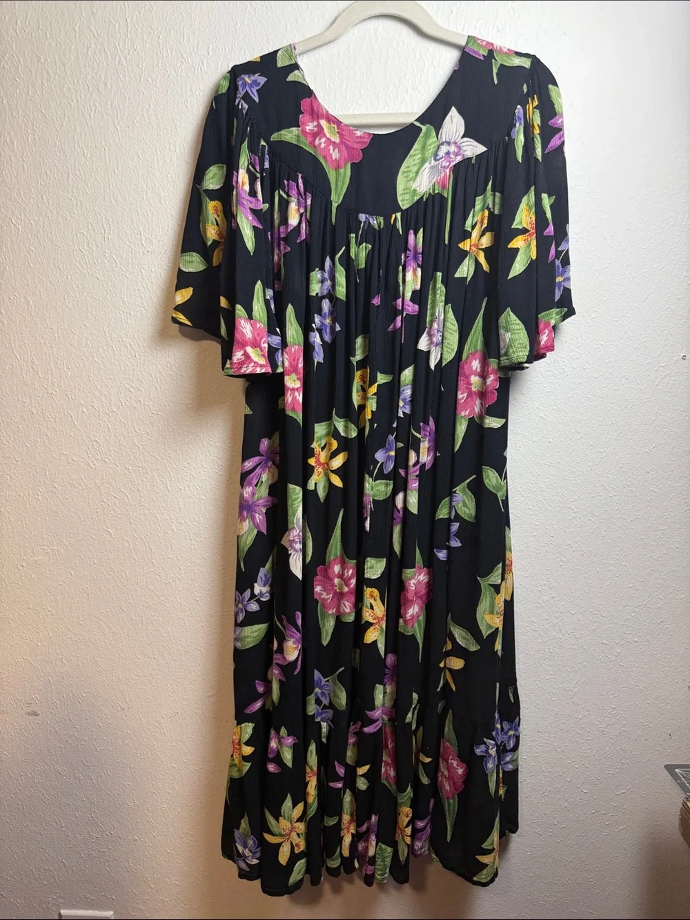 Bechamel Black Maxi Dress with Multicolor Floral Print